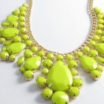 Neon Yellow Teardrop Gemstone Bib Necklace